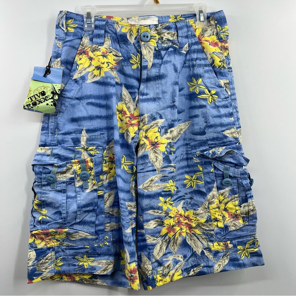 Tivo Roxx Tropical Hawaiian Cargo Shorts Men’s 30 Blue Floral NWT Cotton